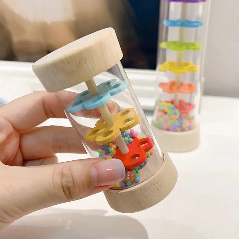 Montessori  Baby Rain Stick Rainbow Hourglass Rain Music Rattle Baby Educational Toy Rainmaker Montessori Sensory Toys for Kids Trikidsworld