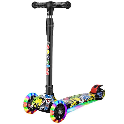 Foldable 3-Wheel Kick Scooter for Kids – Glitter Wheels, Ages 2–10 Trikidsworld