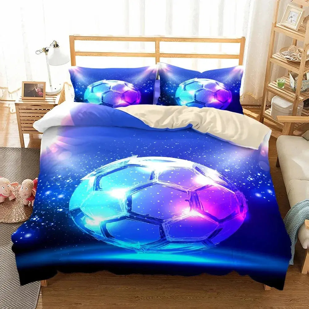 Watercolor Soccer Children Duvet Cover Set King Queen Double Full Twin Single Size Bed Linen Set Trikidsworld