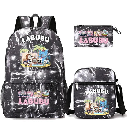 3Pcs/set Cartoon Printed Backpack Teenager Student Boy Girl Schoolbag Larger Capacity Bagpack Travel Bag Kid Gift Mochila Trikidsworld
