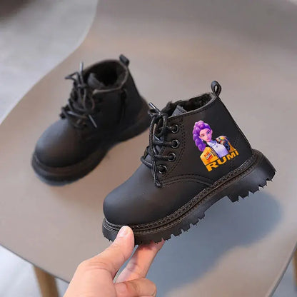 Kpop Demon Hunters Winter Shoes Children's Short Boots Outdoors Velvet Kids Boots For Girls Anti-slip Thick Bottom Warm Boots Trikidsworld