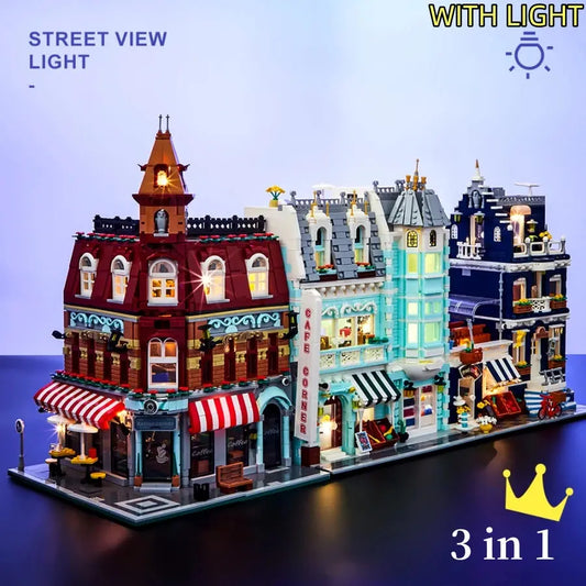 MINI Bricks European Market Street Café Villa Store House Building Blocks City Street View Scene Model Assemble Toy Kid Gifts Trikidsworld