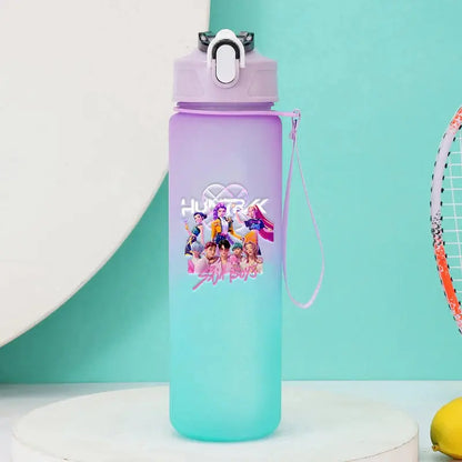 KPop Demon Hunters Gradient Water Bottles 750ml High-capacity Drinking Straw Cup   Portable Girl Outdoor Bottles Office School Trikidsworld