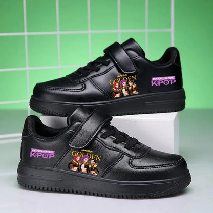 Childrens Sneakers KPop Demon Hunters Kids Skateboarding Tennis Shoes Girls White Shoes Soft Flat Student Versatile Casual Shoe Trikidsworld
