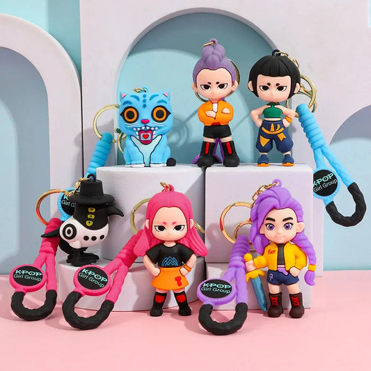 3D Printed Anime Movie Kpop Demon Hunters Girls Derpy Keychains Doll Cute Tiger Action Model Toy Collection Gifts Trikidsworld