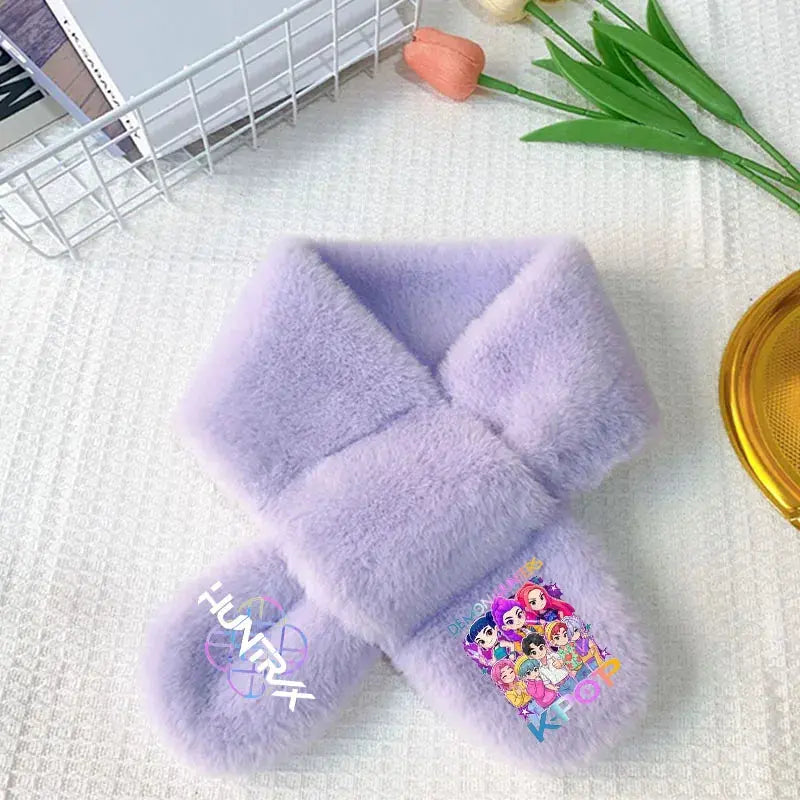 Kpop Demon Hunters Scarf Winter Warm Girl Kids Cartoon Kawaii Neck Scarve Thickened Scarf Stuffed Soft for Lady Birthday Gift Trikidsworld