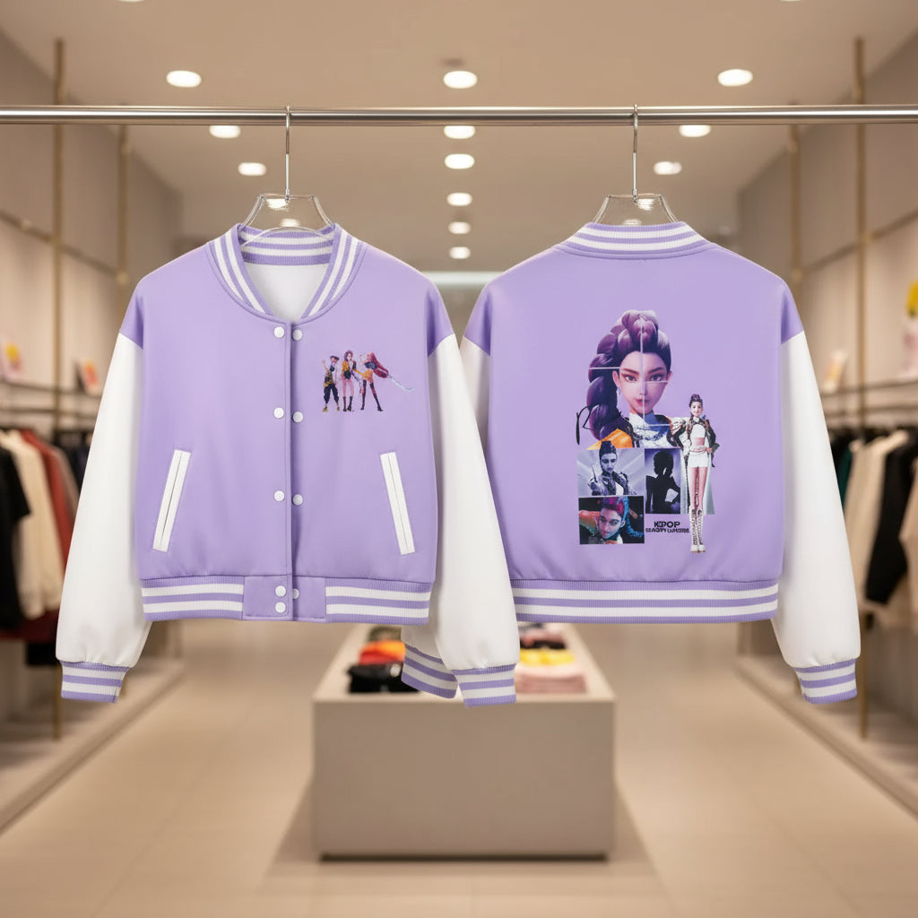 Kids Cartoon KPop Demon Hunters Huntrix Printed Baseball Uniform Hoodie + Pants Spring/Fall Clothing Boys and Girls Tracksuit Trikidsworld