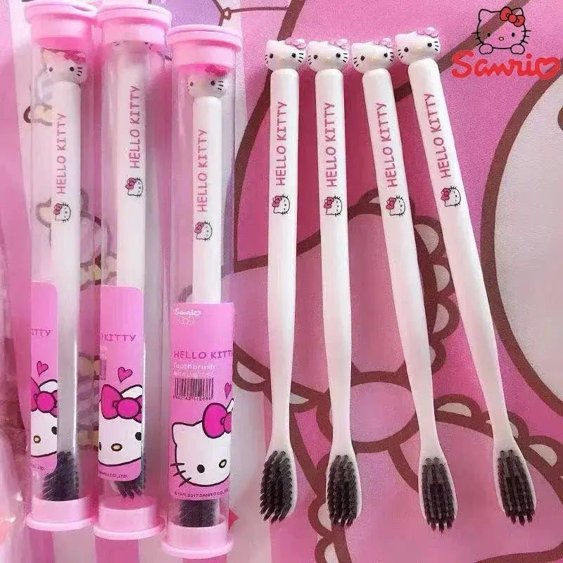 Sanrio Anime Toothbrush Hello Kitty Melody Kuromi Cinnamoroll Cartoon Student Adult Household Toothbrush Cleaning Birthday Gifts Trikidsworld