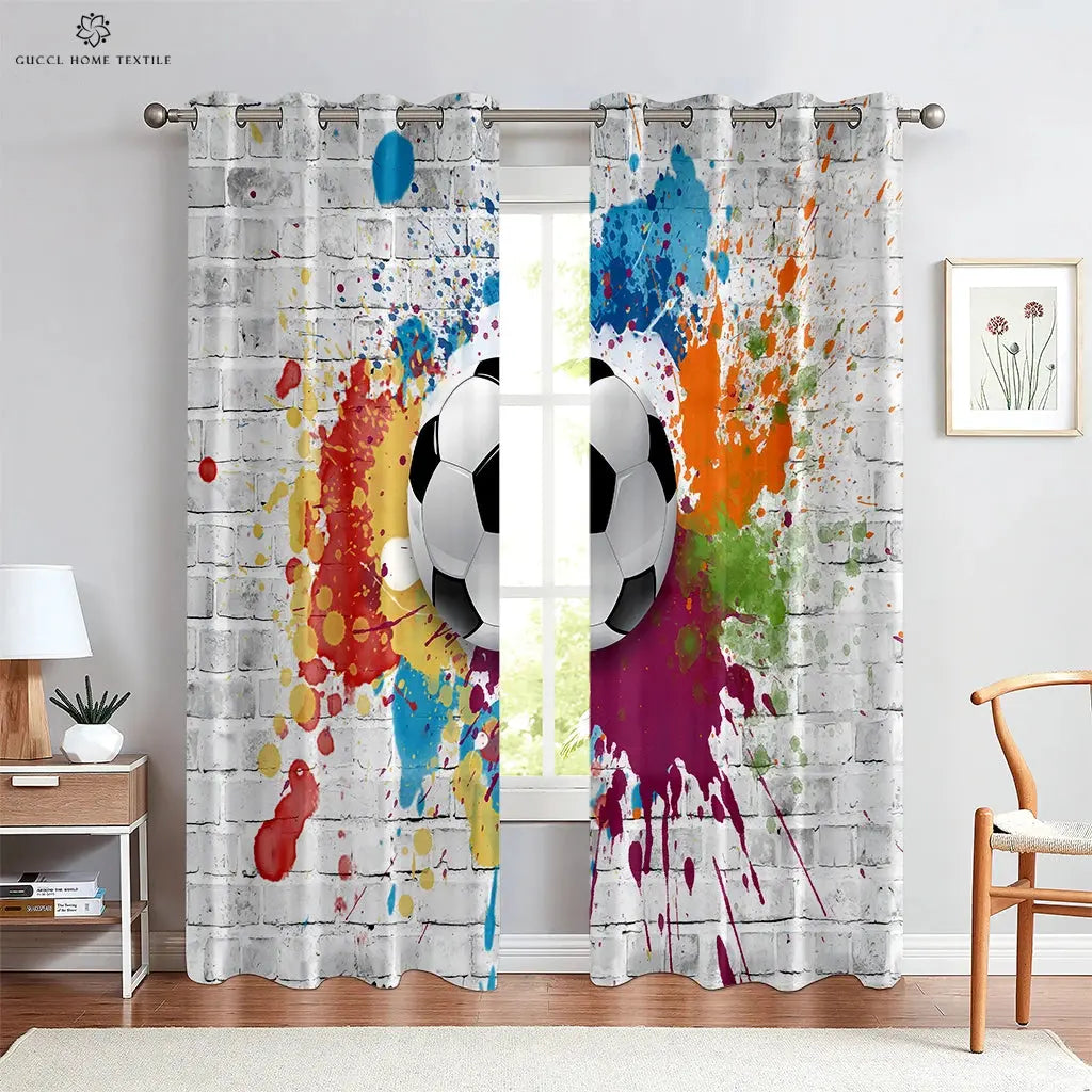 Custom Football Print Curtains for Kids Room and Living Room Trikidsworld