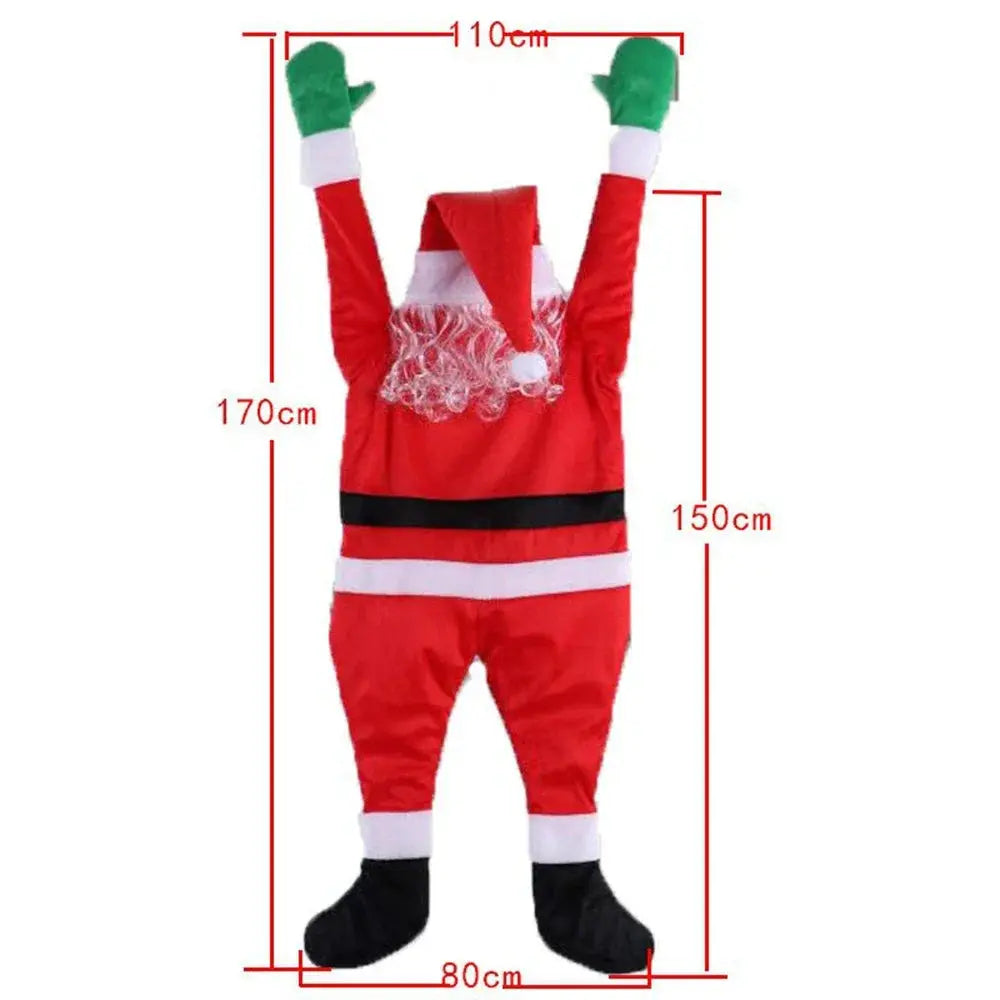 1.7M Santa Claus Plush Suit Climbing Window Balcony Roof Chimney Hanging, 2024 Merry Christmas Gift Holiday Decoration Hanging Trikidsworld