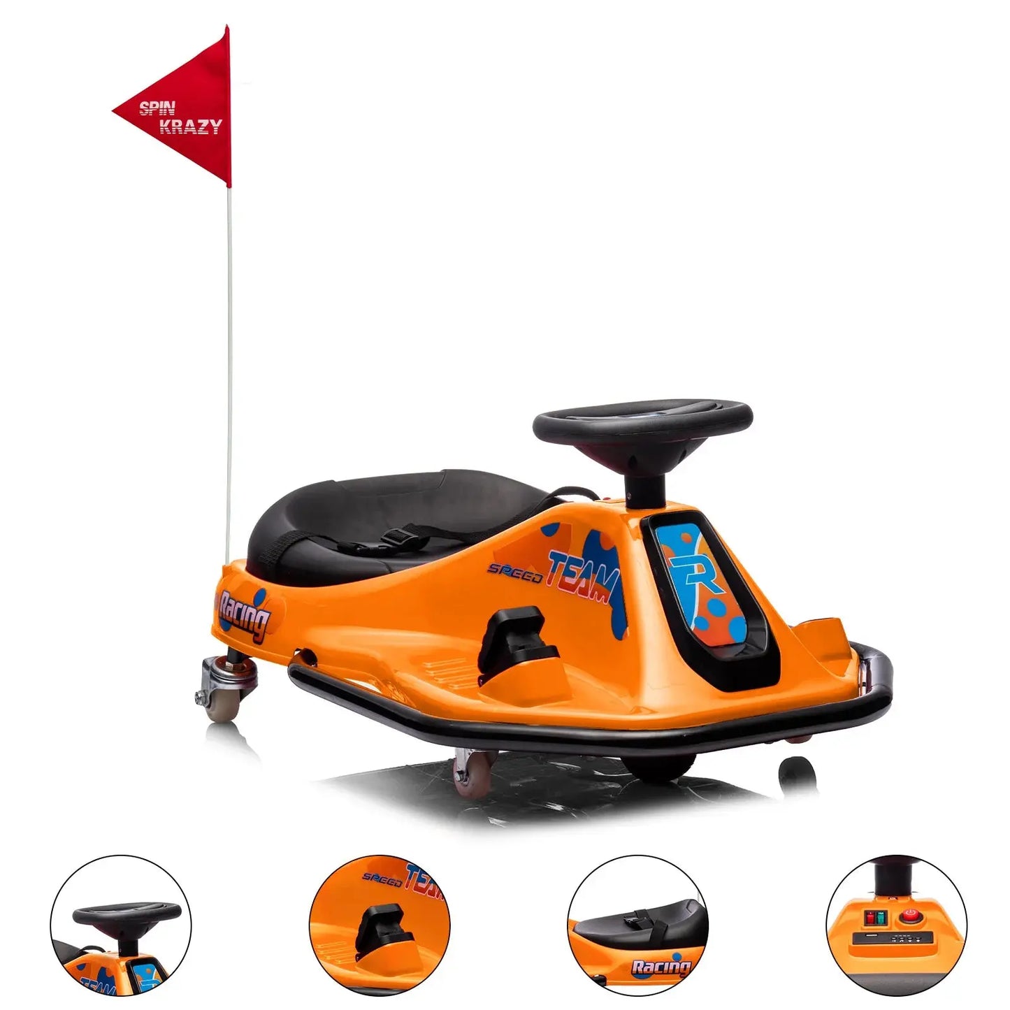 24V Electric Go Kart, 7Ah Drifting Car，Battery Powered Ride on Car Outdoor with 360 Degrees Rotating, Simplified Drift System Trikidsworld