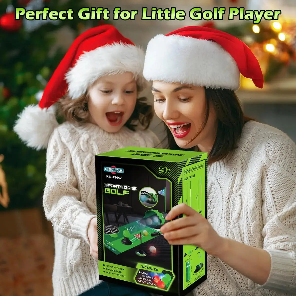 Kids Toy Golf Club Set with  LED Automatic Ball Returner, Golf Putting Mat Toddler Mini Golf Game Sports Gift for 3+  Boys Girls Trikidsworld