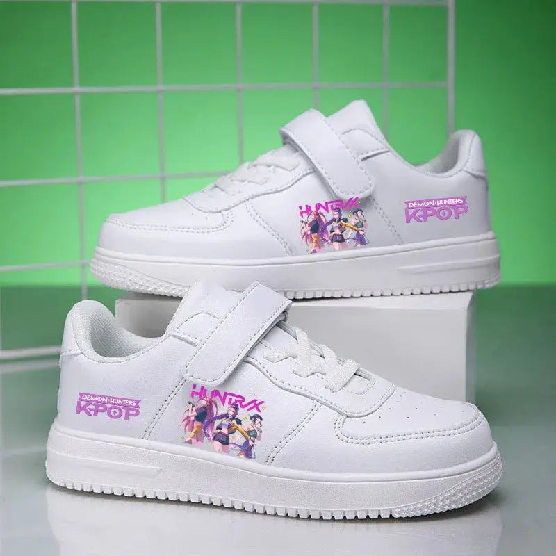 Childrens Sneakers KPop Demon Hunters Kids Skateboarding Tennis Shoes Girls White Shoes Soft Flat Student Versatile Casual Shoe Trikidsworld