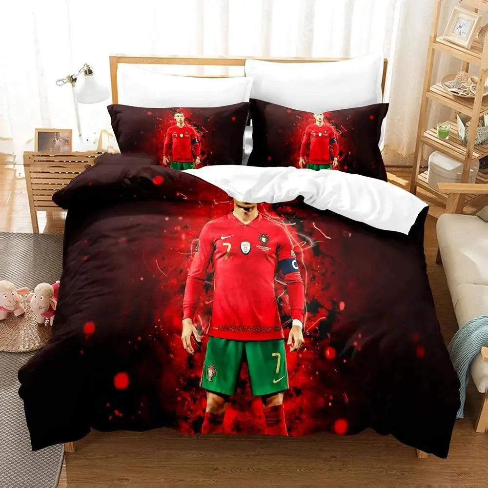 Football Star CR7 Soccer Bedding Set Boys Girls Twin Queen Size Duvet Cover Pillowcase Bed Boys Adult Fashion Home Textileextile Trikidsworld