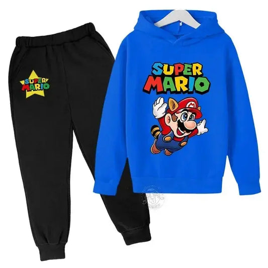 Super Mario Bros Boy Girl Hoodie Suit Spring Autumn Kids Hooded Sportswear Setspants Boys Pokemon Clothes 2-14 Years Children's Trikidsworld