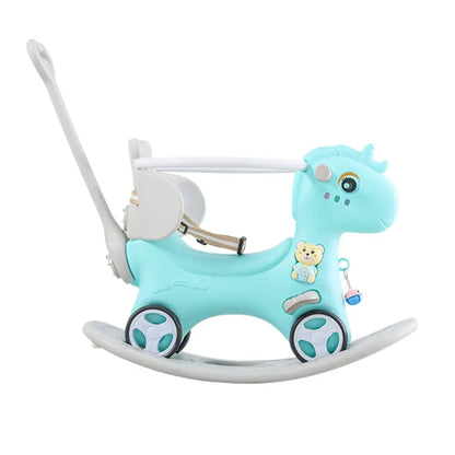 Rocking Horse for Toddlers, Balance Bike Ride On Toys with Push Handle, Backrest and Balance Board for Baby Girl and Boy Trikidsworld