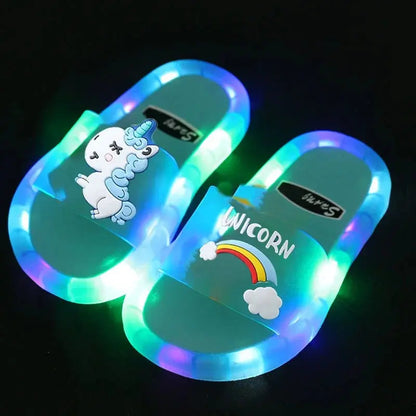 Children‘s Boys Girls Slippers Cartoon Unicorn Animals Prints Shoes Lighted Fashion Cute Shoes Bathroom Kids Toddler Slippers Trikidsworld