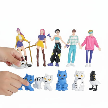 12pcs/Set Kpop Demon Hunters Action Figure Toy Derpys Tiger Rumi Mira Zoey Sussy Figurine Doll For Fans Gift Trikidsworld