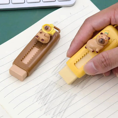 1/4pcs Capybara Erasers Set Cartoon Design 4B Eraser Retractable for Drawing Exams Kids Students Back to School Stationery A3013 Trikidsworld