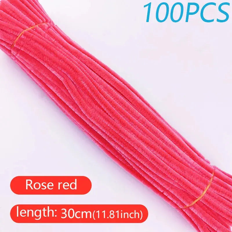 100PCS Colorful Twisted Rod DIY Handcraft Bar Wire Imaginative Wool Root Fluffy Bar Iron Wire Sticks Art Kids Educational Toys Trikidsworld