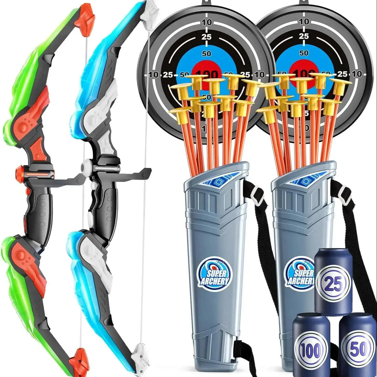 Kids Bow and Arrow Set, LED Light Up Archery Toys Set for Kids Ages 4-8 8-12, with 10 Suction Cup Arrows, Target & Quiver, Boys Trikidsworld