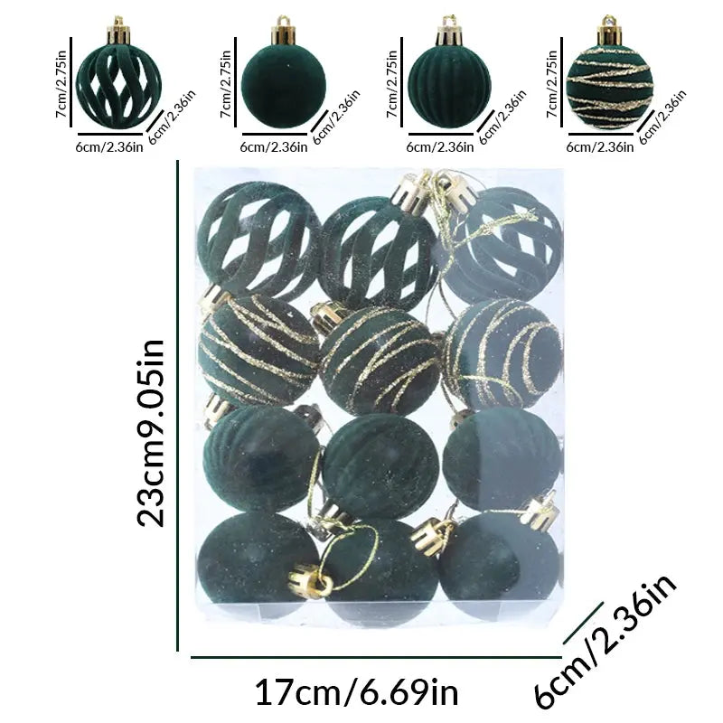 6/12pcs Velvet Christmas Tree Hanging Balls 6cm Flocked Ball Set Break-Resistant Ornaments for Home Holiday Wedding Party Decor Trikidsworld