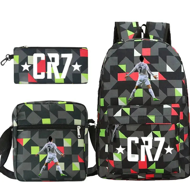 CR7 3pcs Backpack Set – School & Travel Bags for All Ages Trikidsworld