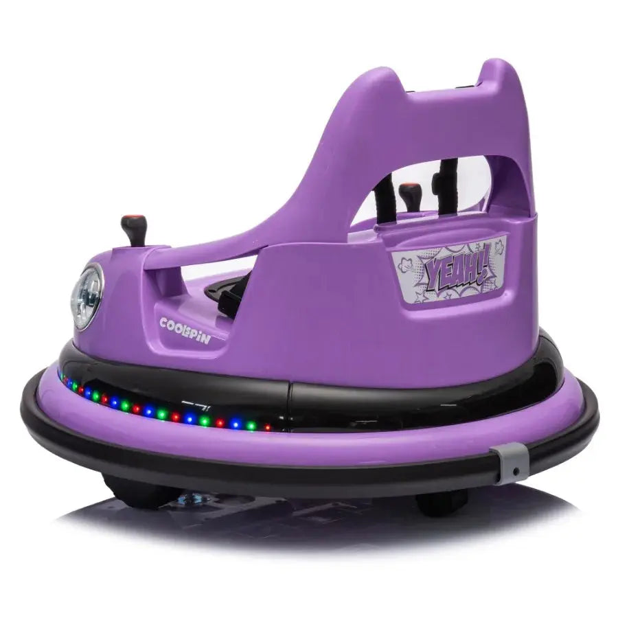 12V ride on bumper car for kids electric car for kids 1.55 Years Old W Remote Control LED Lights Bluetooth 360 Degree Spin Vehi Trikidsworld
