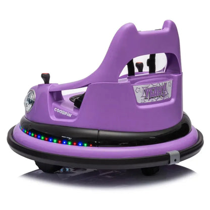 12V ride on bumper car for kids electric car for kids 1.55 Years Old W Remote Control LED Lights Bluetooth 360 Degree Spin Vehi Trikidsworld