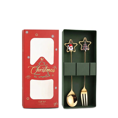 Christmas Decorations Home Christmas Table Decor Stainless SpoonsFork Cutlery Set Elk Xmas Tree New Year 2026 Navidad 2025 Gifts Trikidsworld