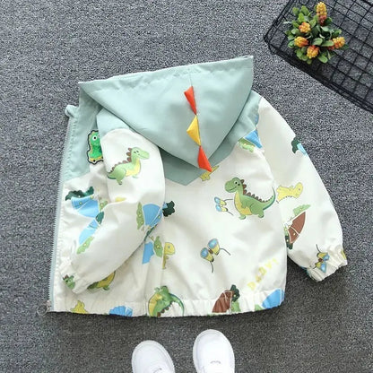 Spring Baby Boys Cartoon Dinosaur Hooded Jacket Toddler Kids Outerwear Casual Windbreaker Coats Children Clothing for 1-6Years Trikidsworld