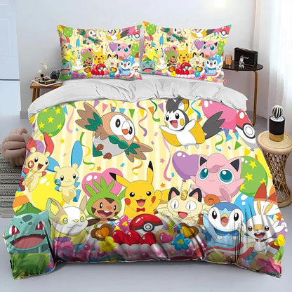 Pikachu Pokémon 3D Bedding Set – Duvet Cover & Pillowcase for Kids Trikidsworld