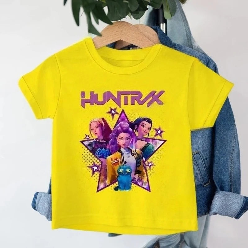 Toddler Girl Clothes Kpop Demon Hunters Cartoon Tee Shirt Funny Gift for Fans Harajuku Cool Kids T-shirts Summer Tops Trikidsworld