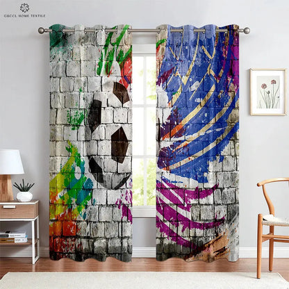 Custom Football Print Curtains for Kids Room and Living Room Trikidsworld