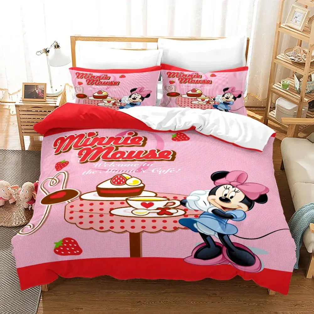 Mickey Minnie Mouse Bedding Sets Comforter Quilt Bed Cover Duvet Cover Pillow Case 2-3 Pieces Sets Kids Adult Size Trikidsworld