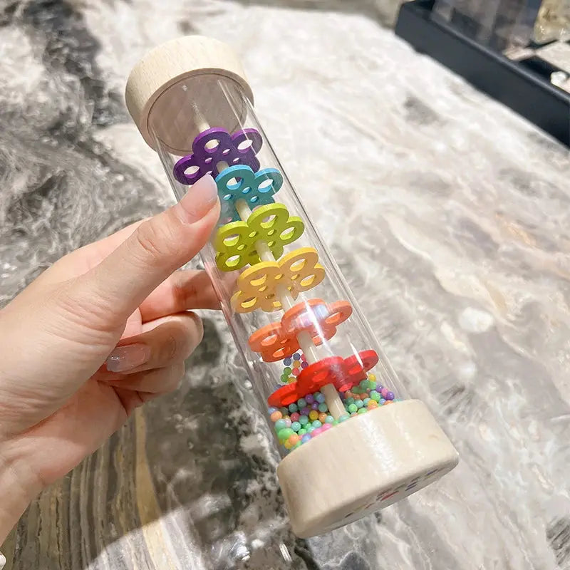 Montessori  Baby Rain Stick Rainbow Hourglass Rain Music Rattle Baby Educational Toy Rainmaker Montessori Sensory Toys for Kids Trikidsworld