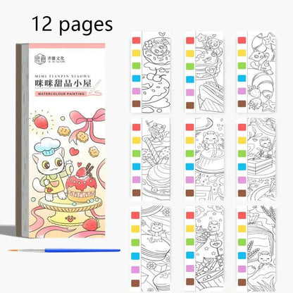 12 pages Children's Watercolor Coloring Book,Drawing Toys For Children Birthday, Thanksgiving, Halloween, Easter, Christmas gift Trikidsworld
