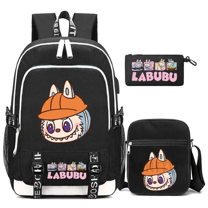 3Pcs/set Cute Backpack Shoulder Bag Pencil Case Boy Girl Teen Student Backpack Schoolbag Women Large Capacity Travel Bag Mochila Trikidsworld