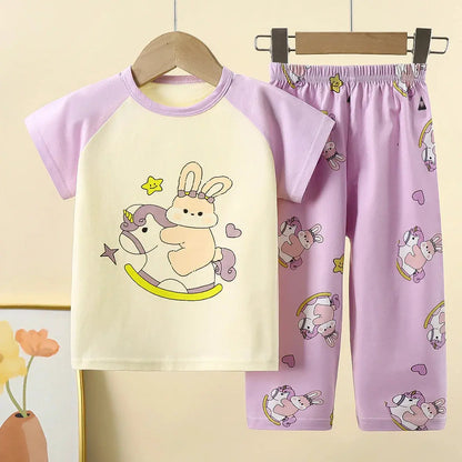 Children Underwear Set Pure Cotton Summer Autumn New Boys Long-sleeved Pajamas Girls Home Clothing Children's Clothing Trikidsworld