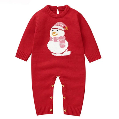 2025 Christmas Baby unisex Jumpsuit Green Newborn Cute Clothes Autumn Winter Boys Girls Round Neck Christmas Gift Knit Bodysuit Trikidsworld