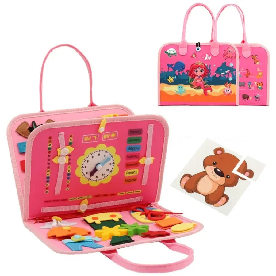 Montessori Busy Board Educational Activity Developing Sensory Board Fine Basic Dress Motor Skills Travel Toy Gift for Boys Girls Trikidsworld