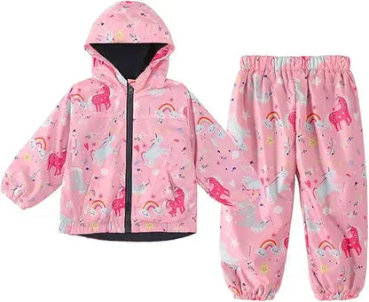 Children's Clothing Sets Cartoon Raincoat Suit Girls Boys Sets Waterproof Top and Pants 2pcs For Kids Hooded Jacket And Trousers Trikidsworld