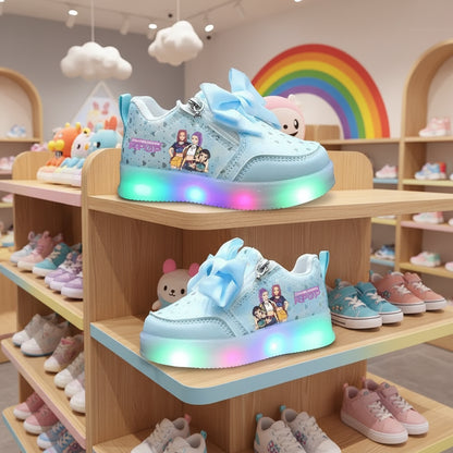 KPop Demon Hunters LED sneakers for kids in Blue with glowing soles