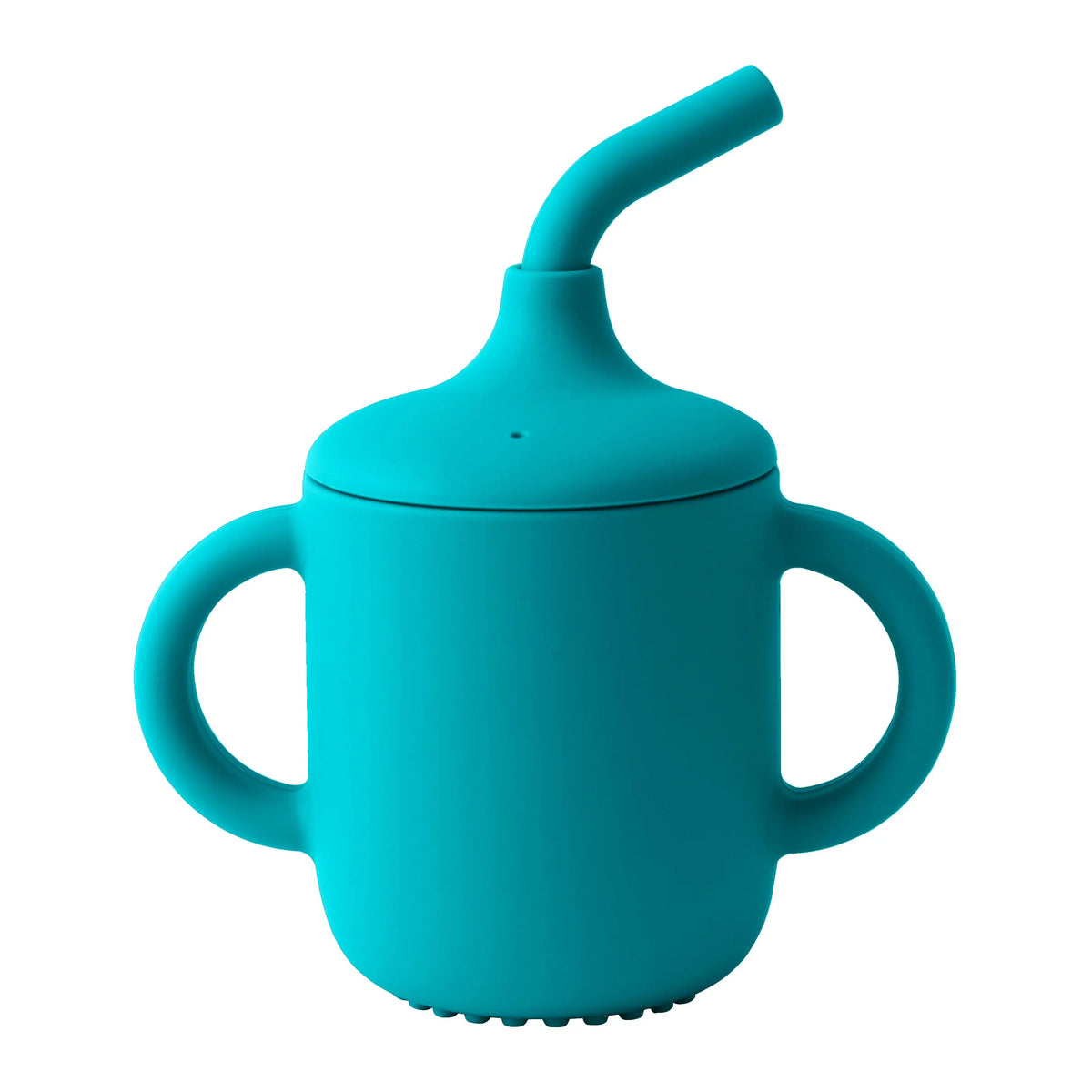SipEase silicone sippy cup with straw and handles in Teal